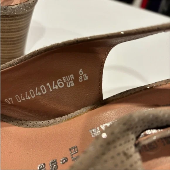 Mephisto tan sling back open toe stacked block heel metallic dots womens 8 1/2 - Picture 6 of 14